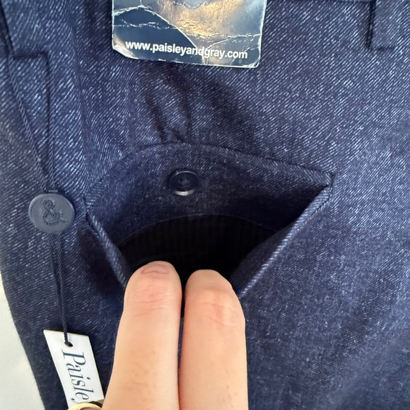 Paisley and Grey Mens Slim Fit Downing Blue Speckle Suit Pants - Picture 9 of 13